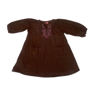 Pink Chicken Brown Corduroy Balloon Sleeve Dress
